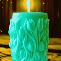 Lale Desenli El Yapımı Soya Wax Mum – Esanslı, Doğal ve Dekoratif