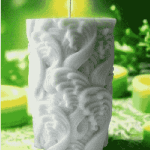 Dalga Desenli Doğal Soya Wax Mum – El Yapımı, Aromatik ve Şık Tasarım