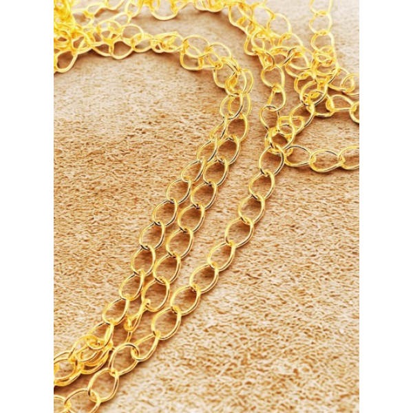 24 Ayar Altın Kaplama Uzatma Zinciri – Takı Tasarımı İçin 1 Metre Şık Çözüm