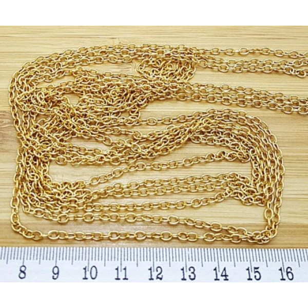 Altın Kaplama Forse Zincir – 1 Metre | Takı Yapımı İçin Dayanıklı Metal Zincir