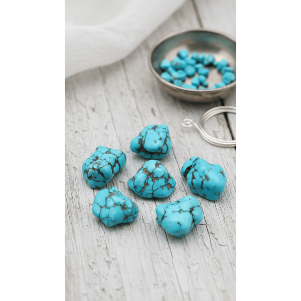 Firuze (Turkuaz) Doğal Taş Tamburlanmış Parça - Canlı Mavi (2-2,5 cm)