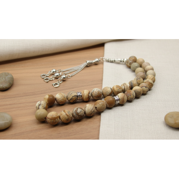 Doğal Ağaç Jasper Taşı Tesbih – Doğallık, Denge ve Zarafet | Serraada