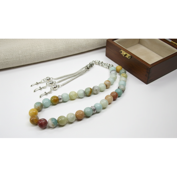 Doğal Amazonit Taşı Tesbih – Huzur, Denge ve Zarafet | Serraada