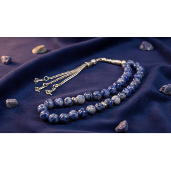 Doğal Sodalit Taşı Tesbih – Denge, Huzur ve Zarafet | Serraada