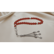 Akik Taşı Tesbih 33’lü | Gümüş Kaplama Metal Kısımlı Özel Tasarım