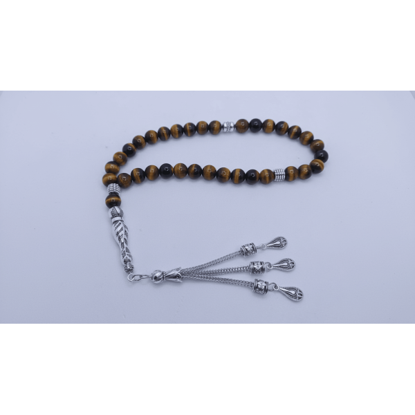 Kaplangözü Taşı 33’lü Tesbih | Gümüş Kaplama Metal Detaylı Özel Tasarım