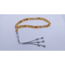 Sitrin Taşı 33’lü Tesbih | Gümüş Kaplama Metal Detaylı Özel Tasarım