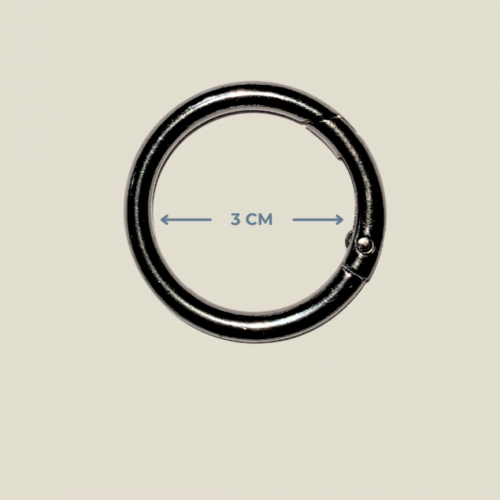 3 cm (30 mm) Füme (Black Nickel) Yaylı Halka - Çanta ve Takı Aparatı