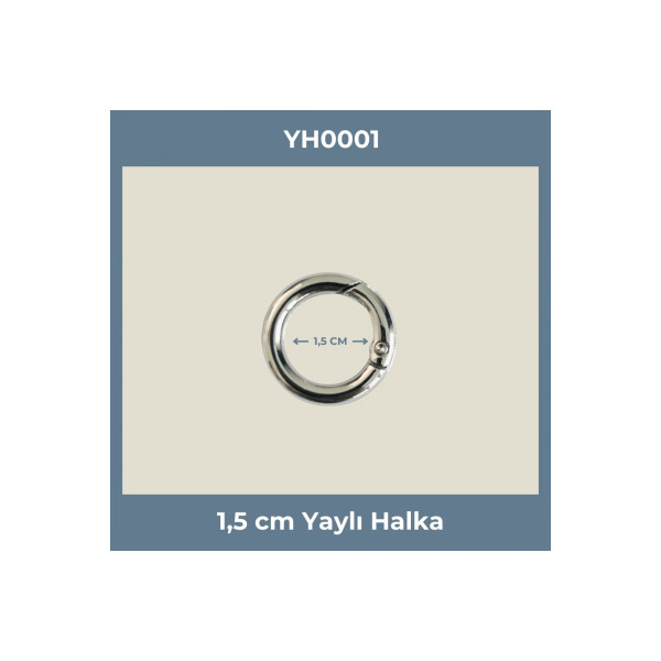 1,5 cm (15 mm) Nikel Kaplama Yaylı Halka - Çanta ve Takı Aparatı