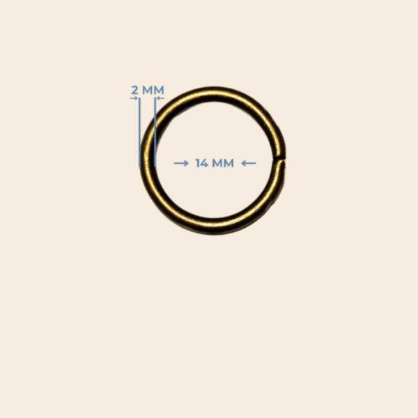 14mm x 2mm Antik Sarı Yuvarlak Metal Halka - Takı ve Çanta Bağlantı Aparatı (500 Adet)
