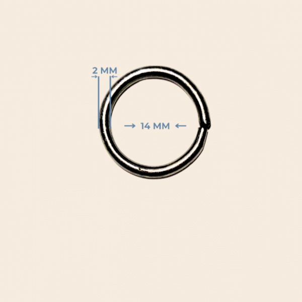 14mm x 2mm Füme Yuvarlak Metal Halka - Takı, Çanta ve Aksesuar Aparatı (500 Adet)