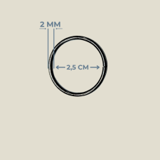 2,5 cm Yuvarlak Metal Halka - 2 mm Tel Kalınlığı, Siyah Renk (500 Adet)
