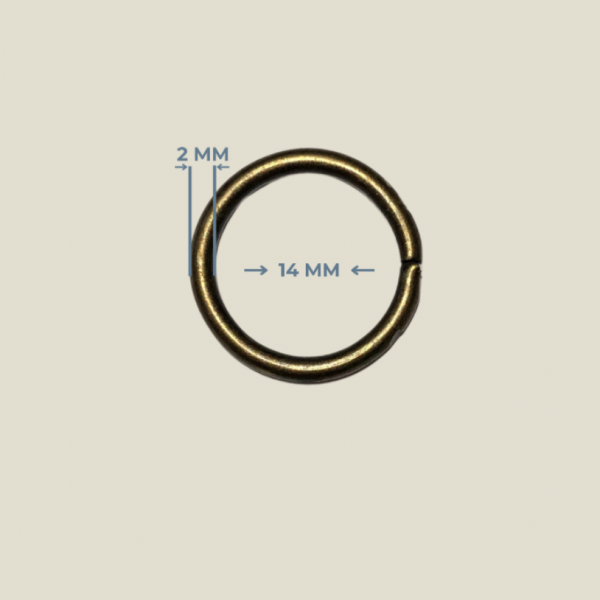 14 mm x 2 mm Yuvarlak Birleştirme Halkası Antik Sarı Renk