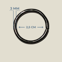 2.5 cm x 3 mm Yuvarlak Metal Halka - Füme Renk (Minimum 200 Adet)