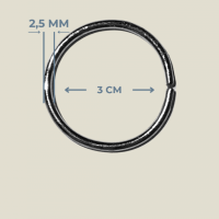 3 cm x 2.5 mm Yuvarlak Metal Halka - Metal Renk (Minimum 100 Adet)