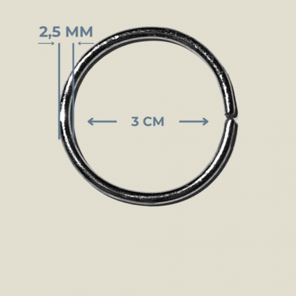 3 cm x 2.5 mm Yuvarlak Metal Halka - Metal Renk (Minimum 100 Adet)