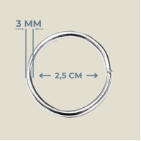 2.5 cm x 3 mm Yuvarlak Metal Halka - Metal Renk (Minimum 200 Adet)