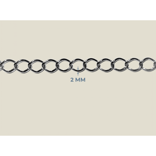 2 mm Kelepçe Zincir Metal Renk – 10 Metre