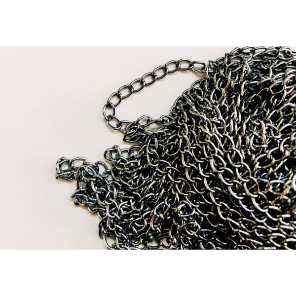 1,20 mm Füme Rengi Kıvrık Metal Takı Zinciri (Minimum 10 Metre Alım)