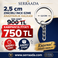2,5 cm Zincirli İnce Ezme Anahtarlık Halkası Gümüş Renk – 500 Adet 2,5 cm Zincirli İnce Ezme Anahtarlık Halkası Gümüş Renk – 500 Adet