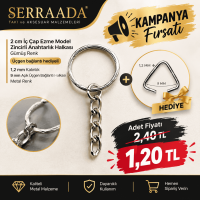 2 cm İç Çap Ezme Model Zincirli Anahtarlık Halkası Gümüş Renk + Üçgen Bağlantı Hediyeli