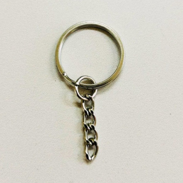 2 cm İç Çap Ezme Model Zincirli Anahtarlık Halkası Gümüş Renk