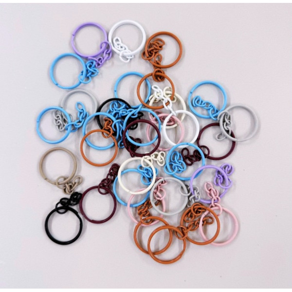 Zincirli Renkli Anahtarlık Halkası 2 cm (20 mm) - Karışık Renkli Zincirli Renkli Anahtarlık Halkası 2 cm (20 mm) - Karışık Renkli