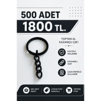 2,5 cm Ezme Model Zincirli Anahtarlık Halkası Siyah Metal Aparat – 500 Adet