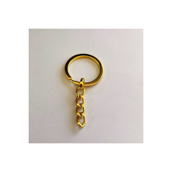 2,5 cm Ezme Model Zincirli Anahtarlık Halkası Sarı – Metal Anahtarlık Aparatı (Min. 50 Adet)