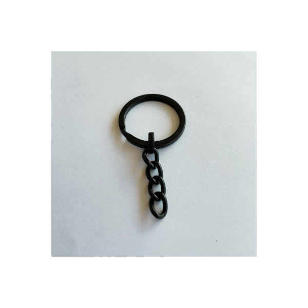 2,5 cm Ezme Model Zincirli Anahtarlık Halkası Siyah – Metal Anahtarlık Aparatı (Min. 100 Adet)