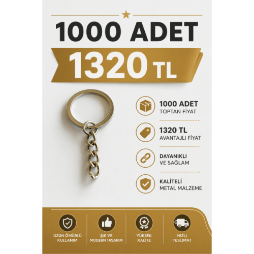2 cm Ezme Model Zincirli Anahtarlık Halkası Metal Aparat – 1000 Adet