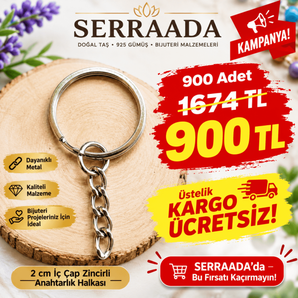 2 cm İç Çap Zincirli Anahtarlık Halkası – 900 Adet