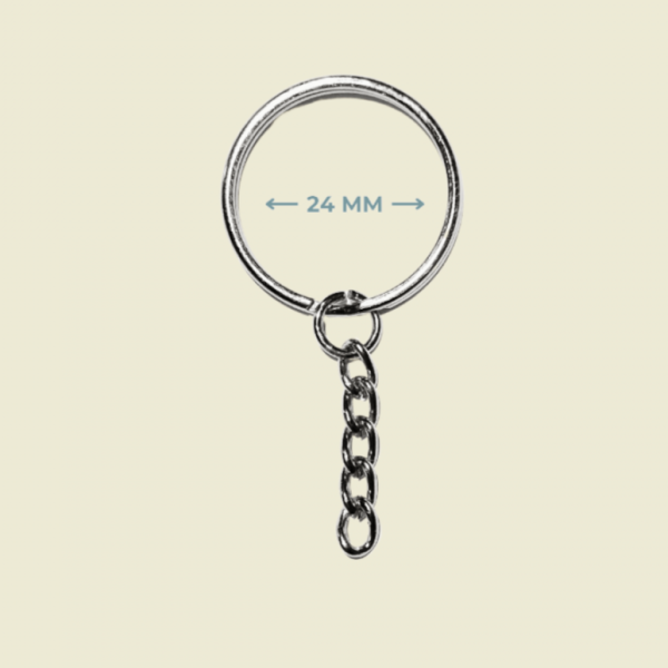 Zincirli Tel Sargı Model Anahtarlık Halkası - Gümüş Renk (24 mm) Zincirli Tel Sargı Model Anahtarlık Halkası - Gümüş Renk (24 mm)